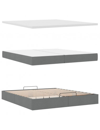 Struttura Letto Pouf con Materassi 200x200 cm in Tessuto