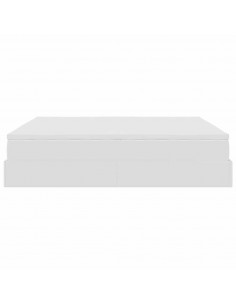 Struttura Letto Pouf con Materassi Bianco 200x200 cm Similpelle 2