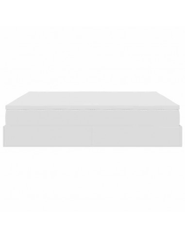 Struttura Letto Pouf con Materassi Bianco 200x200 cm Similpelle