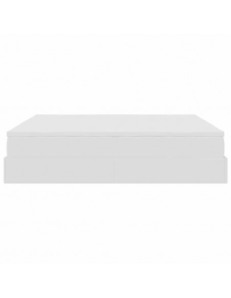 Struttura Letto Pouf con Materassi Bianco 200x200 cm Similpelle