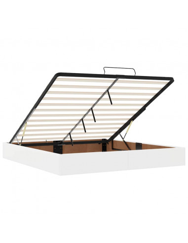 Struttura Letto Pouf con Materassi Bianco 200x200 cm Similpelle