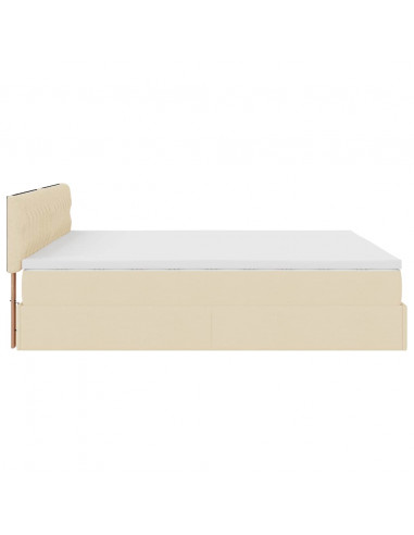 Struttura Letto Pouf con Materassi Crema 200x200 cm in Tessuto