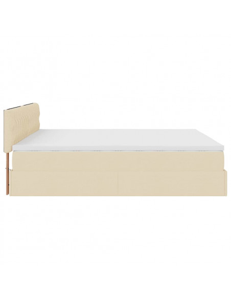 Struttura Letto Pouf con Materassi Crema 200x200 cm in Tessuto