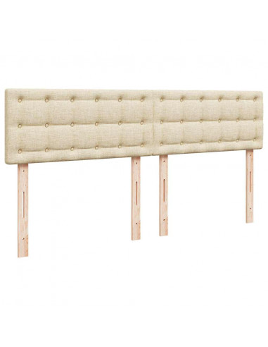 Struttura Letto Pouf con Materassi Crema 200x200 cm in Tessuto