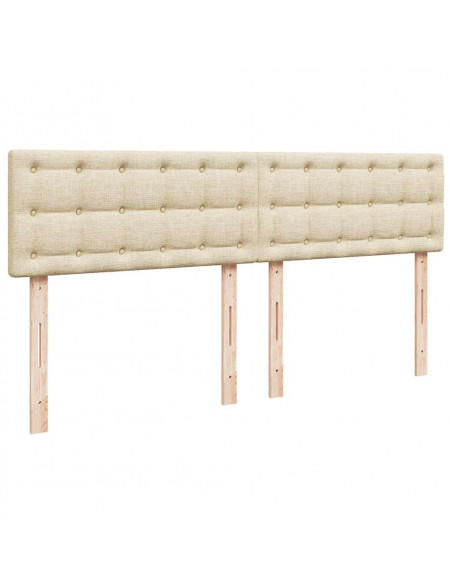 Struttura Letto Pouf con Materassi Crema 200x200 cm in Tessuto