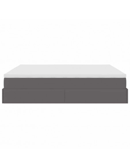 Struttura Letto Pouf con Materassi Grigio 200x200 cm Similpelle