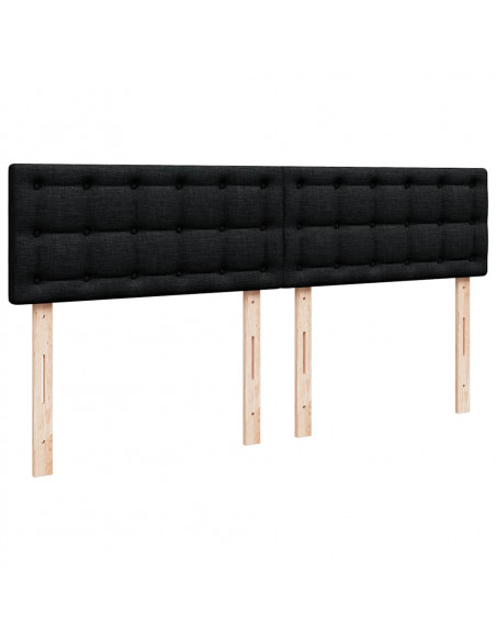 Struttura Letto Pouf con Materassi Nero 200x200 cm in Tessuto