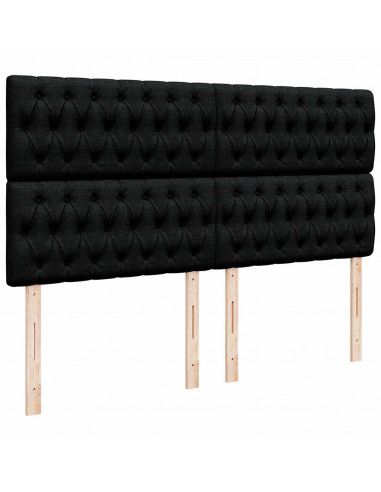 Struttura Letto Pouf con Materassi Nero 200x200 cm in Tessuto