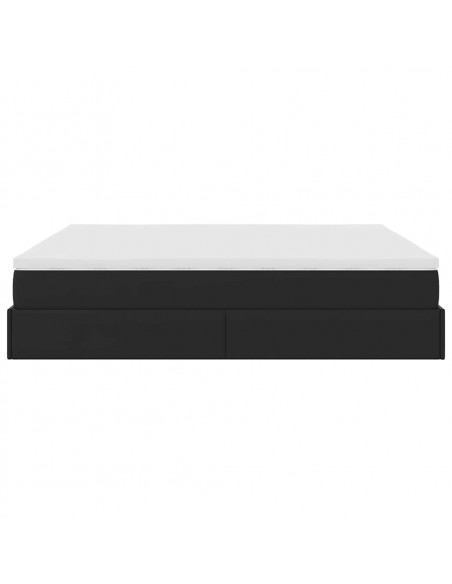 Struttura Letto Pouf con Materassi Nero 200x200 cm Similpelle
