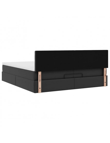 Struttura Letto Pouf con Materassi Nero 200x200 cm Similpelle