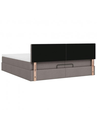 Struttura Letto Pouf con Materassi Tortora 200x200 cm Tessuto