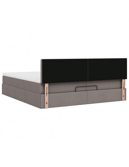 Struttura Letto Pouf con Materassi Tortora 200x200 cm Tessuto