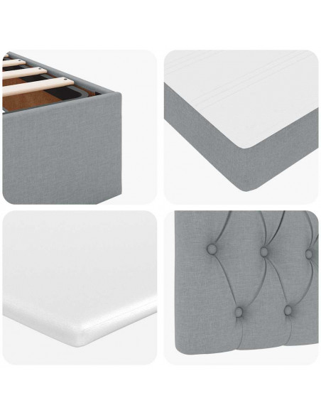 Struttura Letto Pouf con Materasso 120x190 cm in Tessuto
