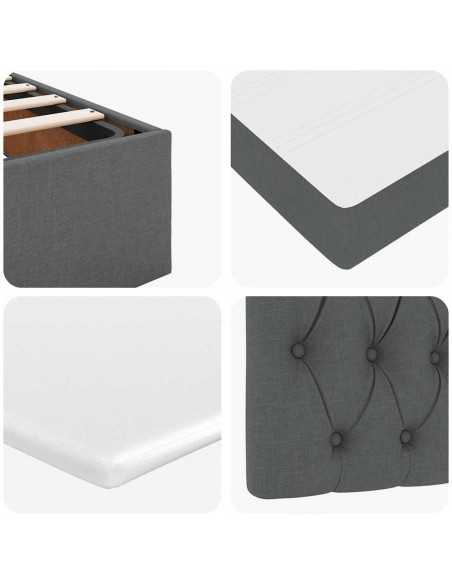 Struttura Letto Pouf con Materasso 120x200 cm in Tessuto