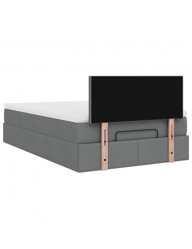 Pouf Letto con Materasso Grigio Scuro 120x190 cm in Tessuto