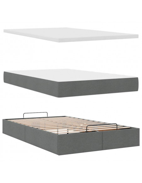 Struttura Letto Pouf con Materasso 80x200 cm in Tessuto