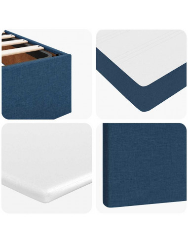 Struttura Letto Pouf con Materasso Blu 100x200 cm in Tessuto