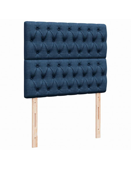 Struttura Letto Pouf con Materasso Blu 120x190 cm in Tessuto
