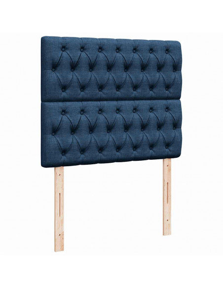 Struttura Letto Pouf con Materasso Blu 120x190 cm in Tessuto