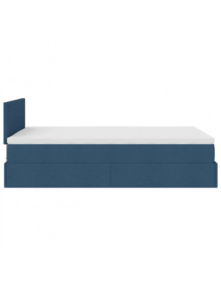 Struttura Letto Pouf con Materasso Blu 120x200 cm in Tessuto