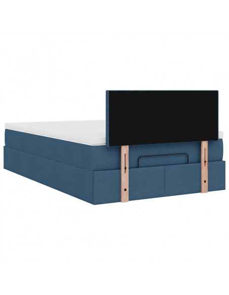 Struttura Letto Pouf con Materasso Blu 120x200 cm in Tessuto