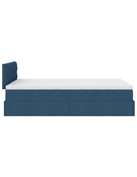 Struttura Letto Pouf con Materasso Blu 120x200 cm in Tessuto
