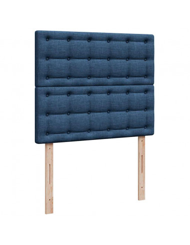 Struttura Letto Pouf con Materasso Blu 120x200 cm in Tessuto