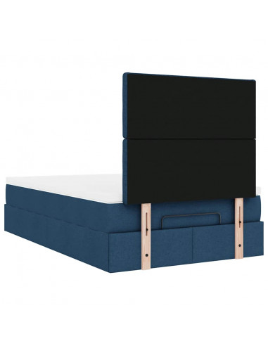 Struttura Letto Pouf con Materasso Blu 120x200 cm in Tessuto