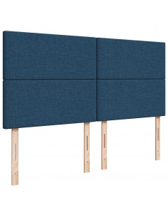 Struttura Letto Pouf con Materasso Blu 160x200 cm in Tessuto
