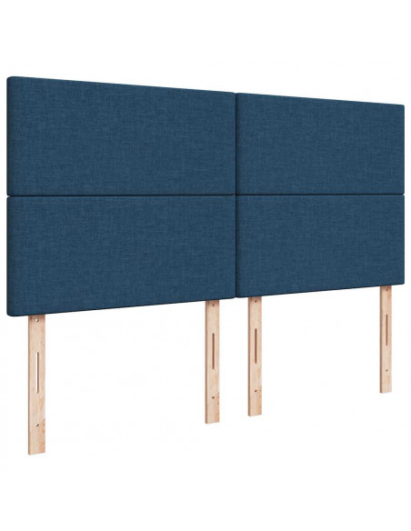 Struttura Letto Pouf con Materasso Blu 160x200 cm in Tessuto