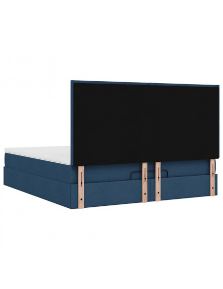 Struttura Letto Pouf con Materasso Blu 180x200cm in Tessuto