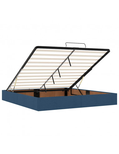 Struttura Letto Pouf con Materasso Blu 180x200cm in Tessuto