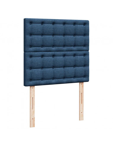 Struttura Letto Pouf con Materasso Blu 90x190 cm in Tessuto