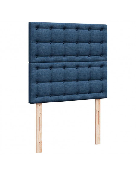 Struttura Letto Pouf con Materasso Blu 90x190 cm in Tessuto