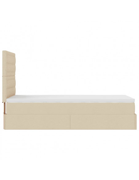 Struttura Letto Pouf con Materasso Crema 100x200 cm in Tessuto