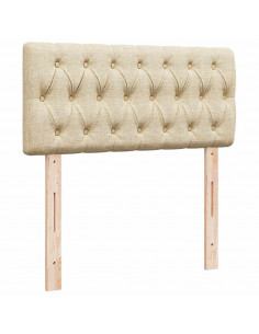 Struttura Letto Pouf con Materasso Crema 100x200 cm in Tessuto