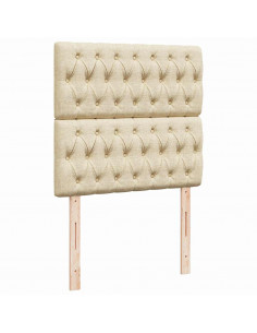 Struttura Letto Pouf con Materasso Crema 100x200 cm in Tessuto