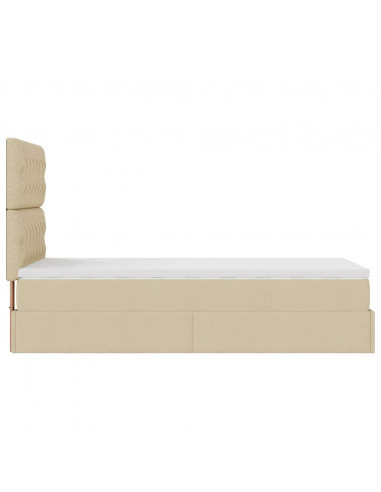 Struttura Letto Pouf con Materasso Crema 100x200 cm in Tessuto