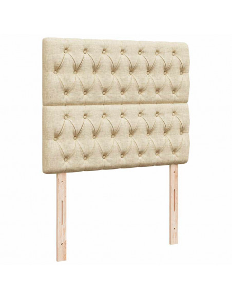 Struttura Letto Pouf con Materasso Crema 120x190 cm in Tessuto