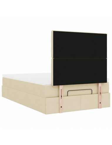 Struttura Letto Pouf con Materasso Crema 120x190 cm in Tessuto