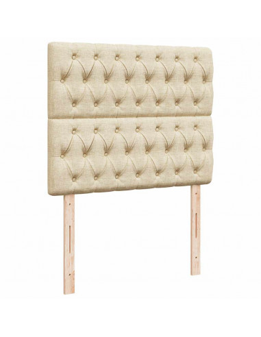 Struttura Letto Pouf con Materasso Crema 120x190 cm in Tessuto