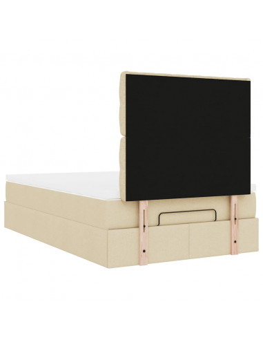 Struttura Letto Pouf con Materasso Crema 120x190 cm in Tessuto