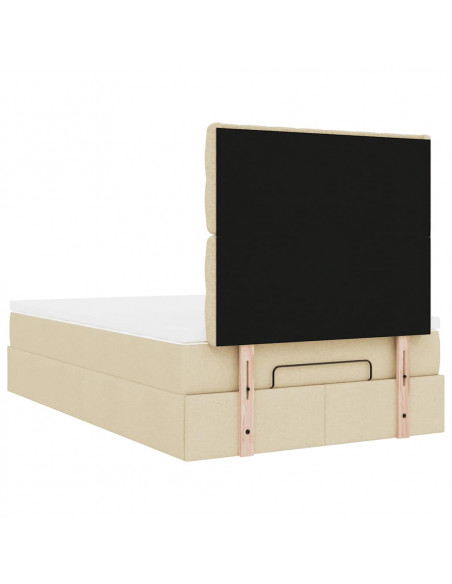 Struttura Letto Pouf con Materasso Crema 120x190 cm in Tessuto