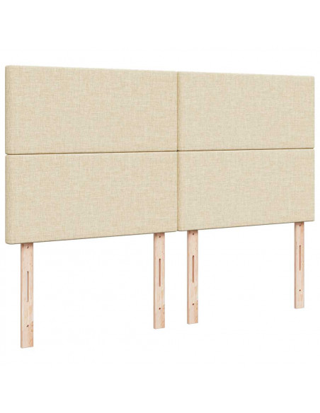 Struttura Letto Pouf con Materasso Crema 160x200 cm in Tessuto