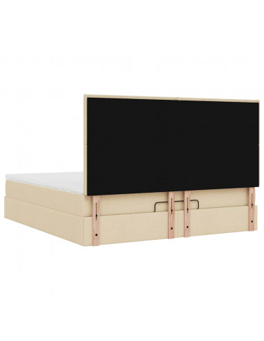 Struttura Letto Pouf con Materasso Crema 160x200 cm in Tessuto