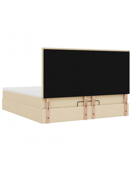 Struttura Letto Pouf con Materasso Crema 160x200 cm in Tessuto