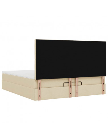 Struttura Letto Pouf con Materasso Crema 180x200 cm in Tessuto