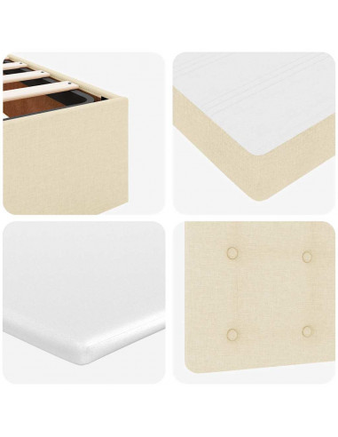 Struttura Letto Pouf con Materasso Crema 200x200cm in Tessuto