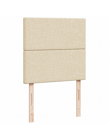 Struttura Letto Pouf con Materasso Crema 90x200 cm in Tessuto