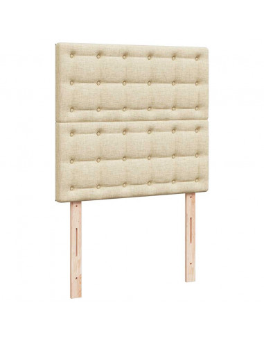 Struttura Letto Pouf con Materasso Crema 90x200 cm in Tessuto